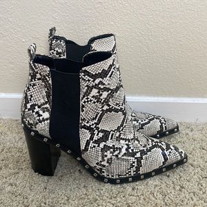 Charles David Duke Leather Embellished Pointed Toe Block Heel Boot